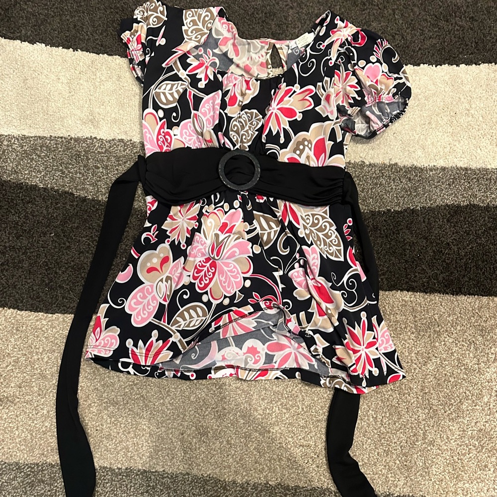 Floral Kids Top with Belt